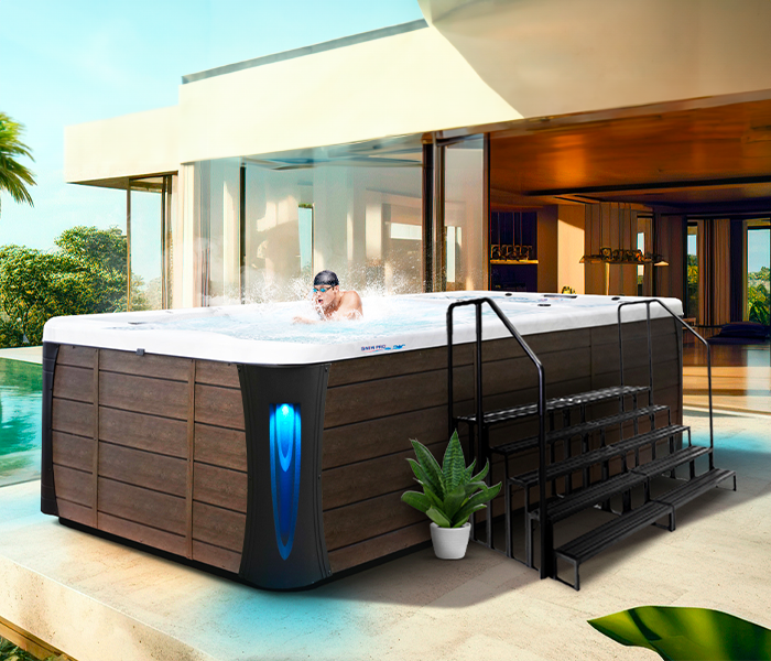Calspas hot tub being used in a family setting - New Port Beach